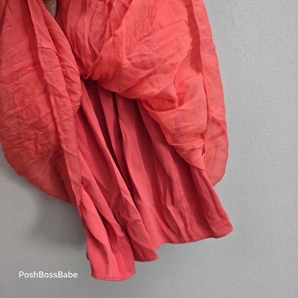 DVF AUBREY TWO OCEAN CORAL 100% SILK GOLD CHAIN NECKLINE BLOUSE SLEEVELESS - Picture 6 of 9